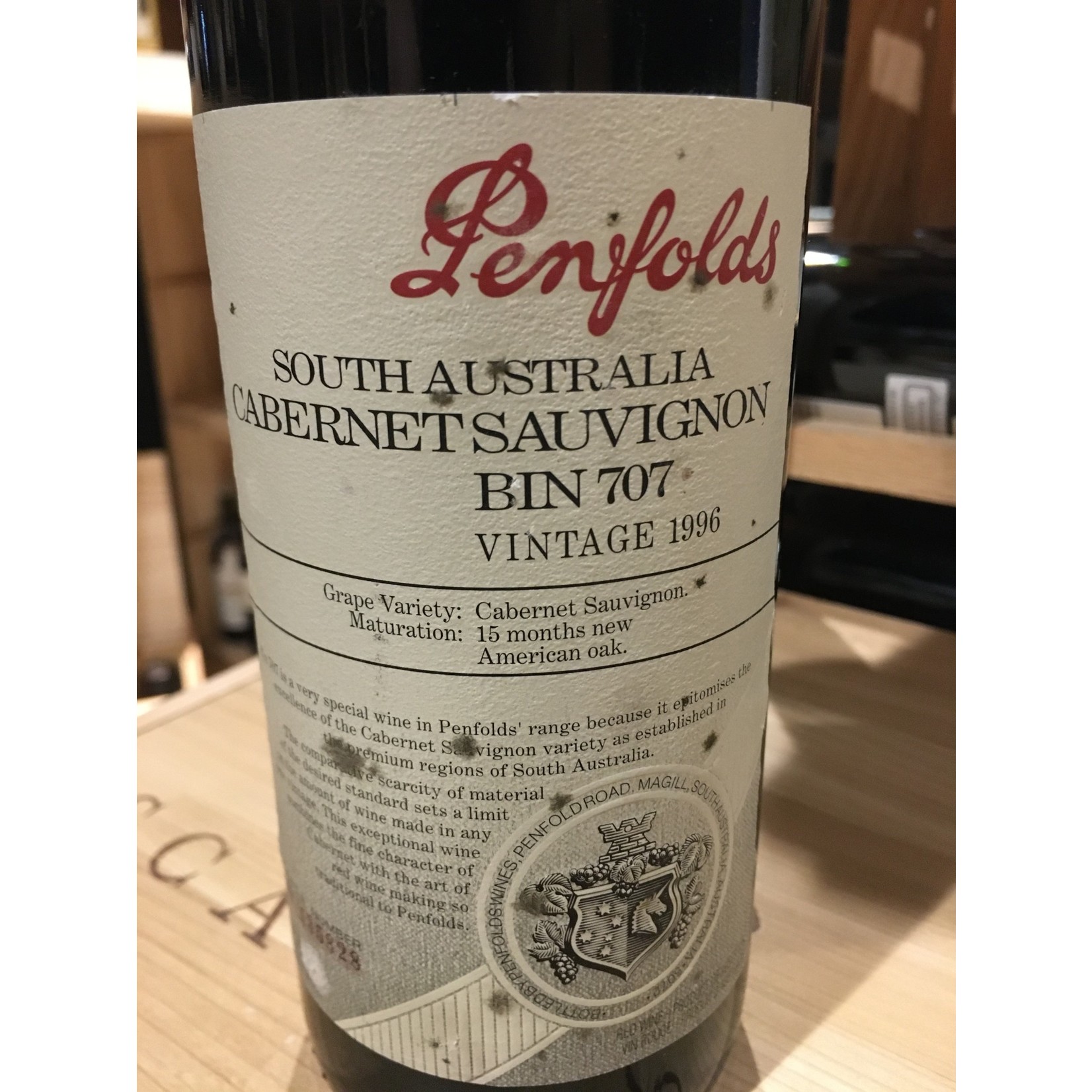 1996, Penfolds Bin 707, Cabernet Sauvignon, Mutli-regional blend,South Australia, Australia,14.5% Alc, CTnr