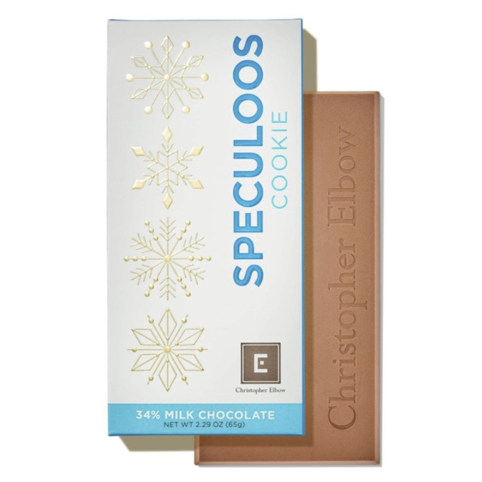 Christopher Elbow, Milk Chocolate Speculoos Cookie Holiday Edition, Chocolate Bar, 2.29oz