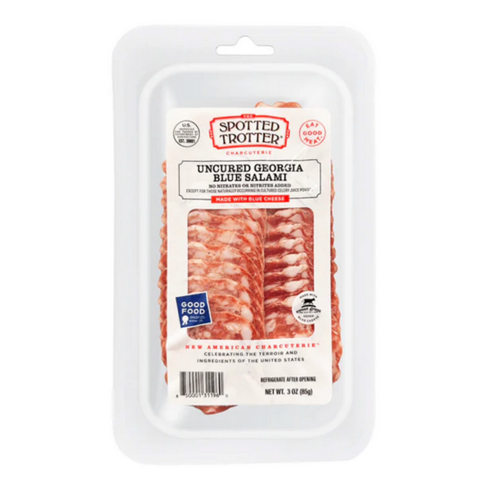 Spotted Trotter, Uncured Sweetgrass Georgia Blue Salami, 3oz.