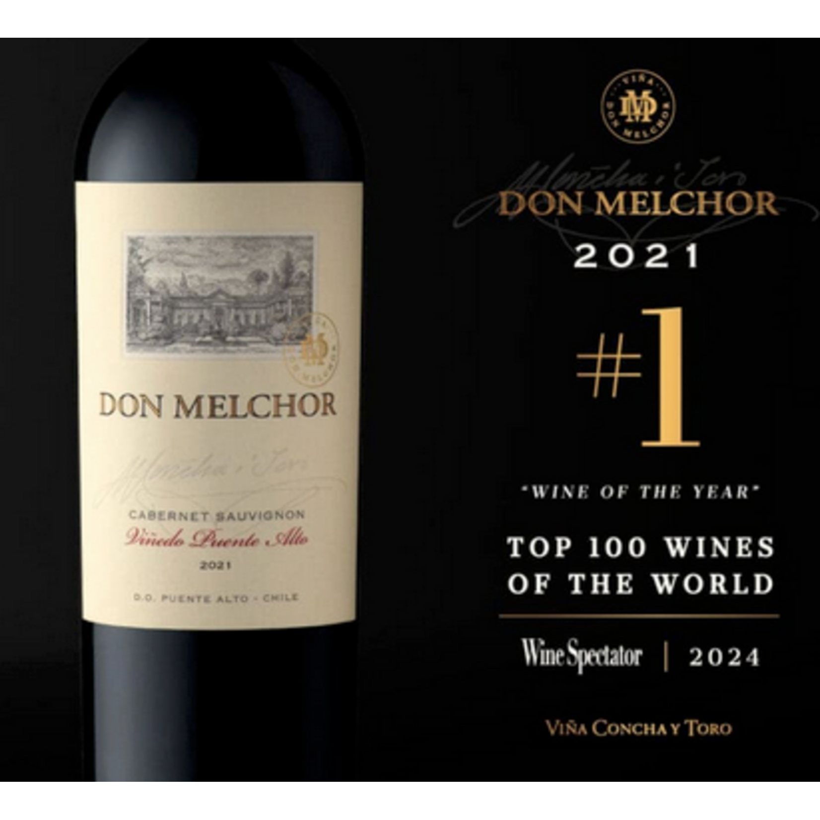 2021, Don Melchor Concha y Toro, Cabernet Sauvignon, Puente Alto, Maipo Valley, Chile, 14.5%  Alc, CTnr JS99 WS #1 Top 100 Wine of the Year 2024