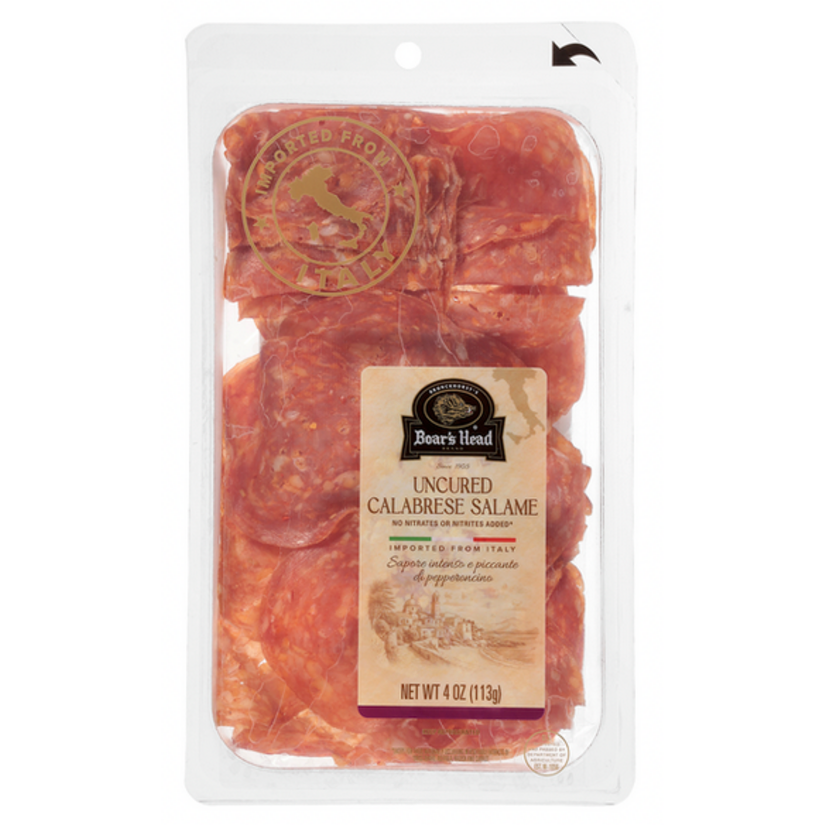 Boars Head Uncured Calabrese Salami, Italy, 3 oz
