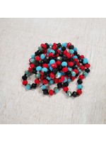 Red/Black/Turquoise Long Beaded Necklace