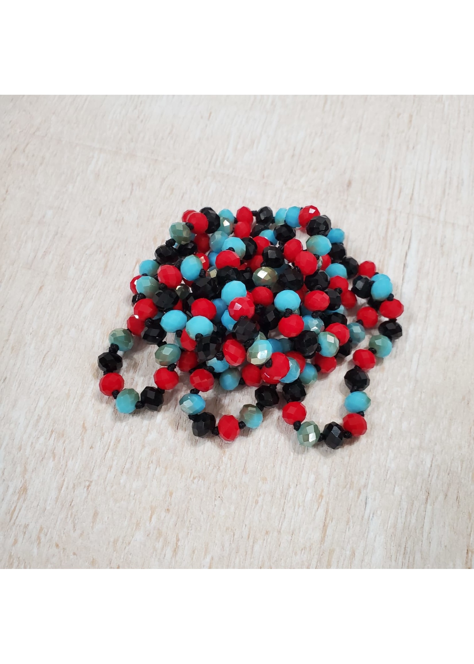 Red/Black/Turquoise Long Beaded Necklace