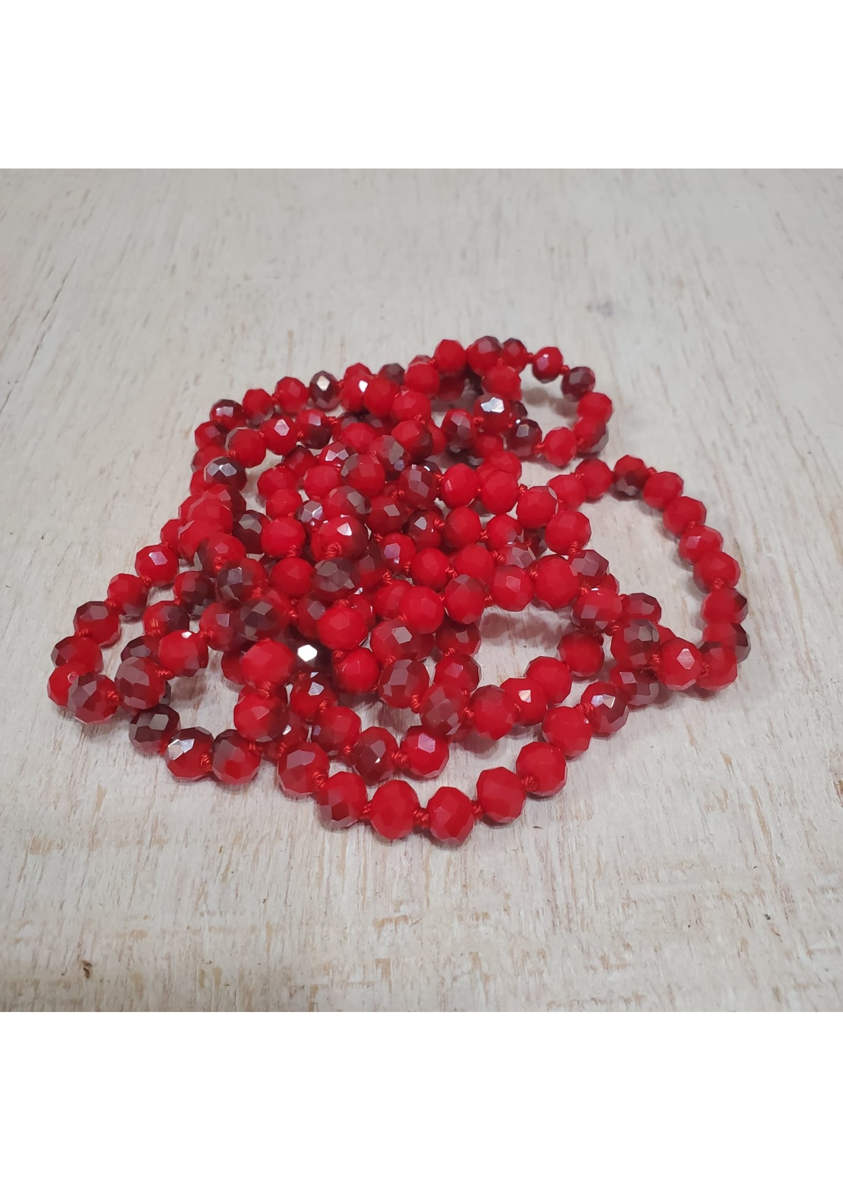 Fire Red Long Beaded Necklace