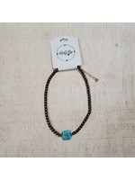Navajo Pearl Beaded Choker with Turquoise Square Accent