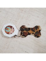 Leopard & Brown Crystal Dog Bone Leather Keychain