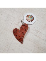 Brown Heart Leather Keychain