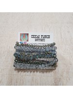 Iridescent Gray Bead Bracelet Stack