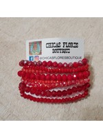 Red Bead Bracelet Stack