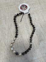 Black Crystal Necklace w/Freshwater Pearls