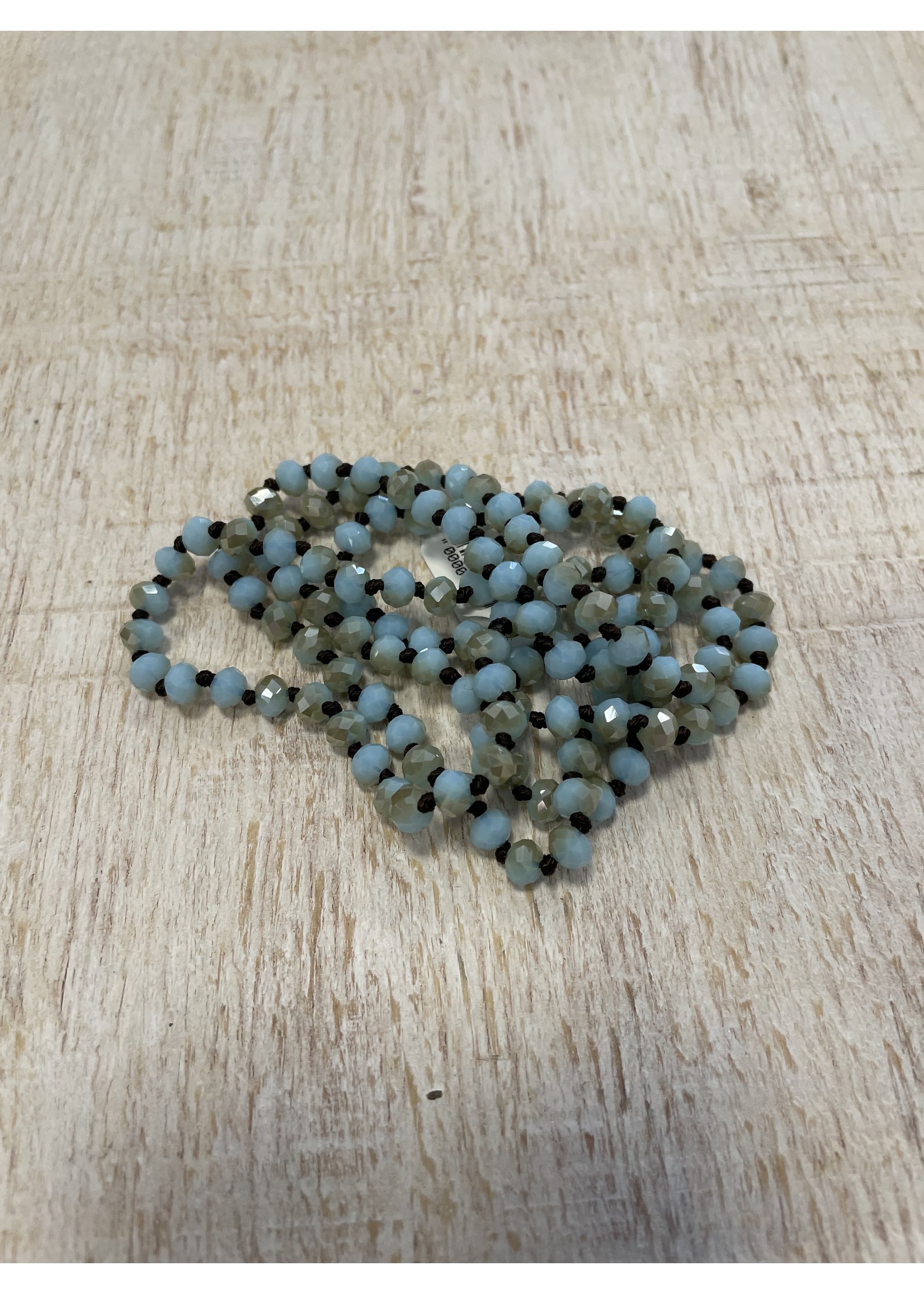 Baby Blue/Tan Mini Bead 30 inch Necklace