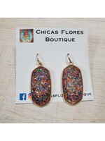 Multicolor Glitter Hex Earrings