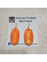 Orange Glitter Hex Earrings