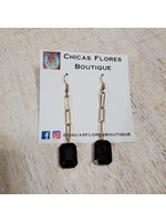 Paperclip Black Gem Earrings