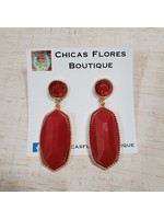 Red Hex Earrings