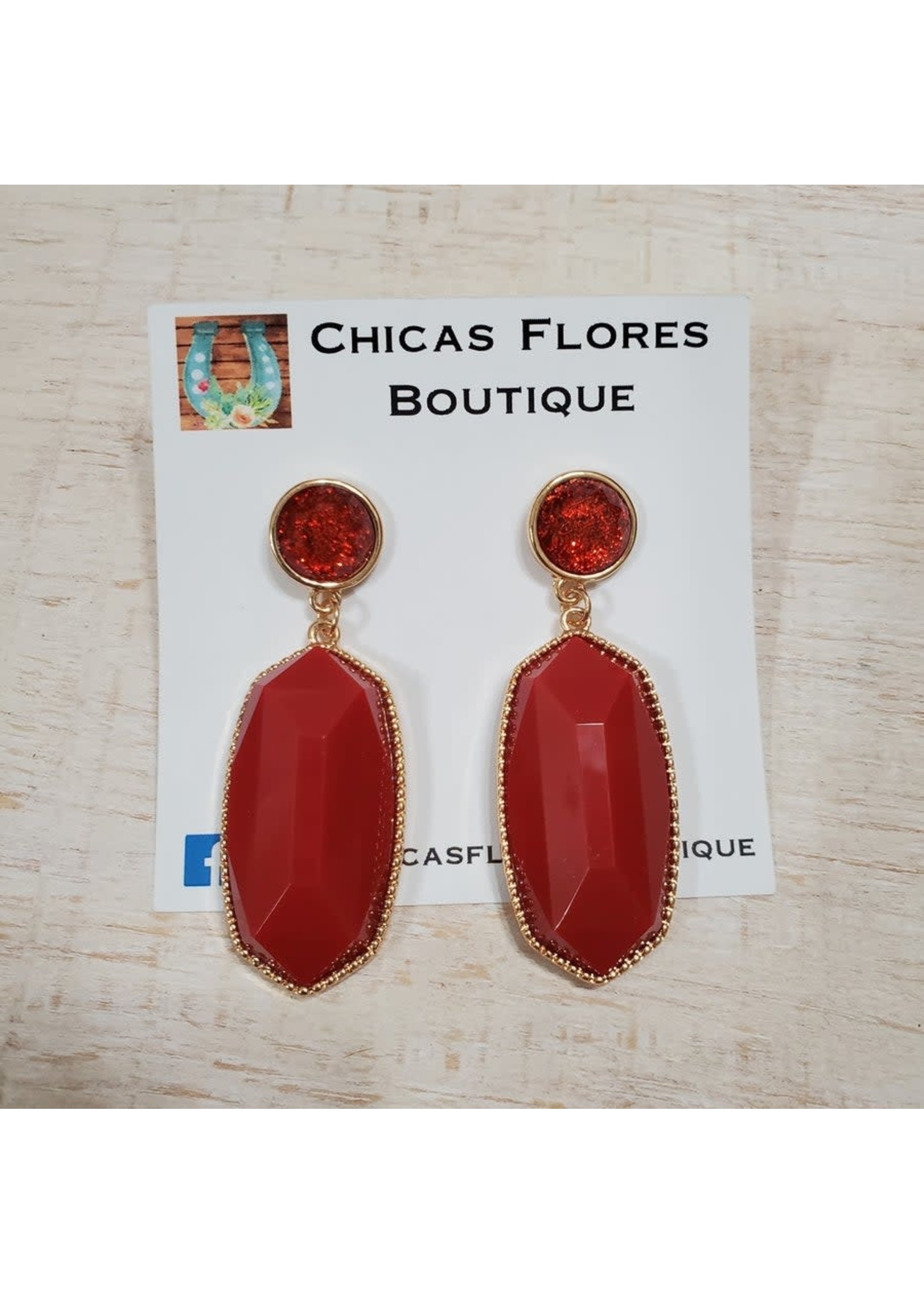 Red Hex Earrings