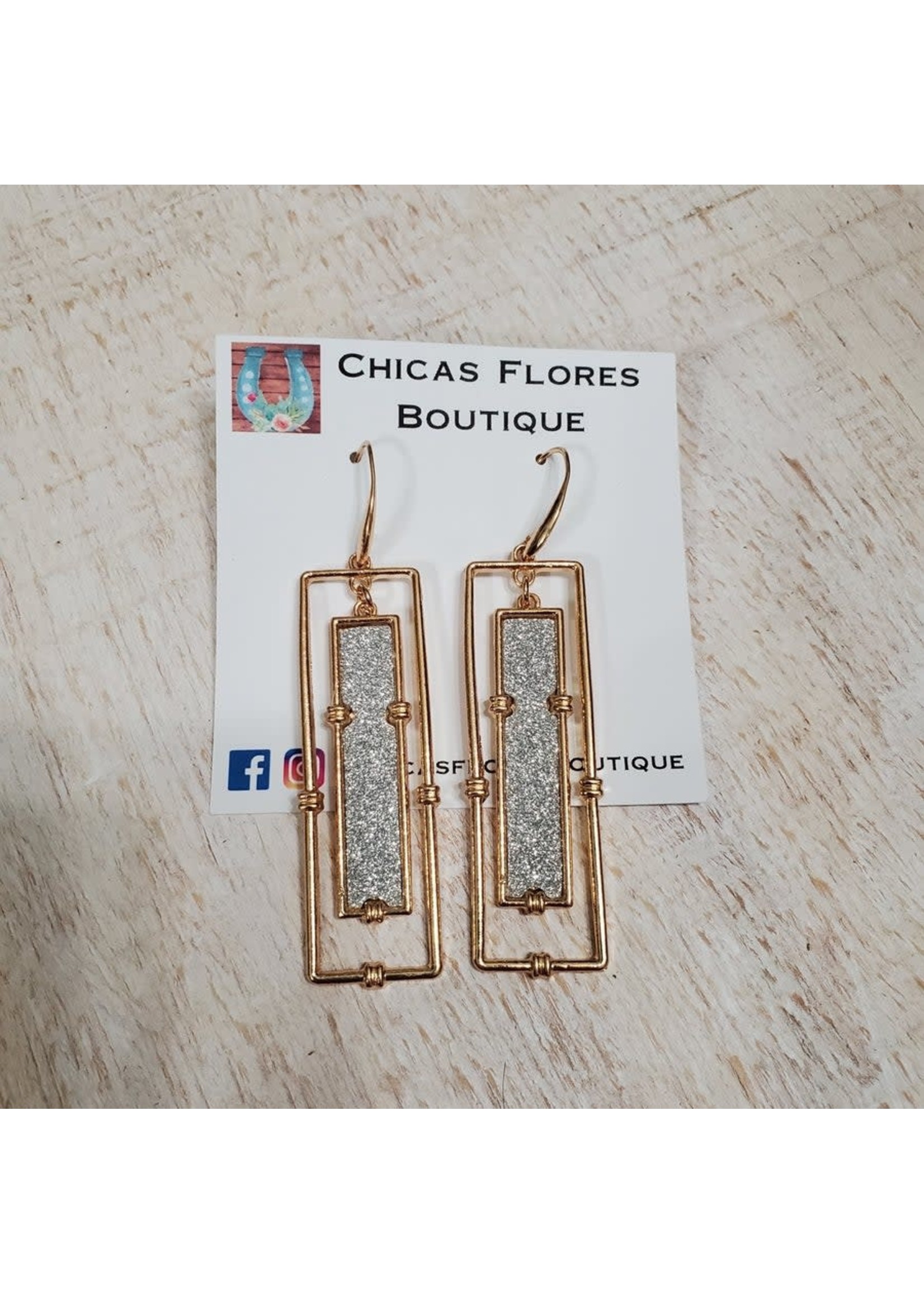 Silver & Gold Rectangular Earrings