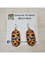 Sunflower Serape Hex Earrings