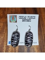 Zebra Glitter Hex Earrings