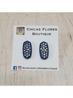 Blue Hexagon Rhinestone Studs