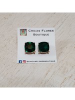 Emerald Studs with Gold Trim