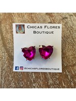 Fuchsia Heart Studs