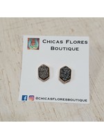 Gray Druzy Hex Studs