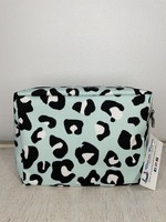 Teal Leopard Cosmetic Bag