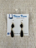 Black Druzy Dangle Earrings