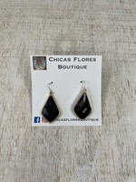 Black Glitter Teardrop Earrings