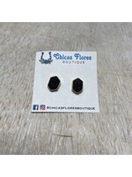 Black Hex Druzy Studs