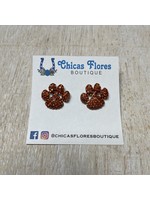 Orange Paw Print Studs