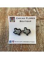 Silver Glitter Texas Studs Black Trim