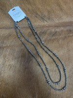 66 inch Black and Silver Rondell Beaded Necklace
