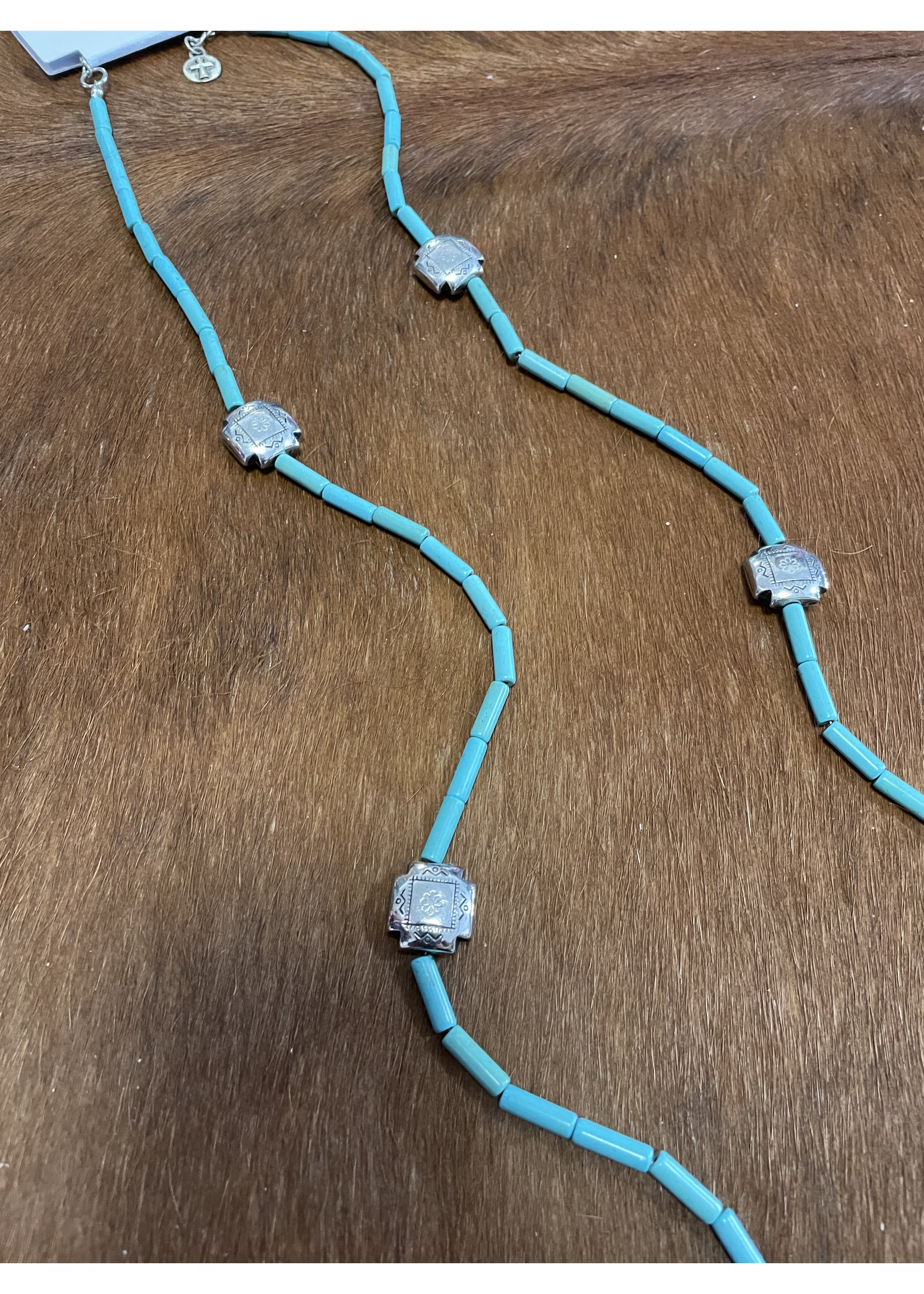 Turquoise Tube and Santa Fe Bead Necklace