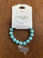 Turquoise Stretch Bracelet with Silver Texas Charm
