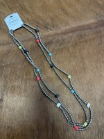 Silver Rondell Bead Necklace with Multi-Color Bead Accents