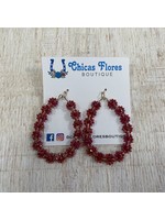 Wine Floral Bead Earrings