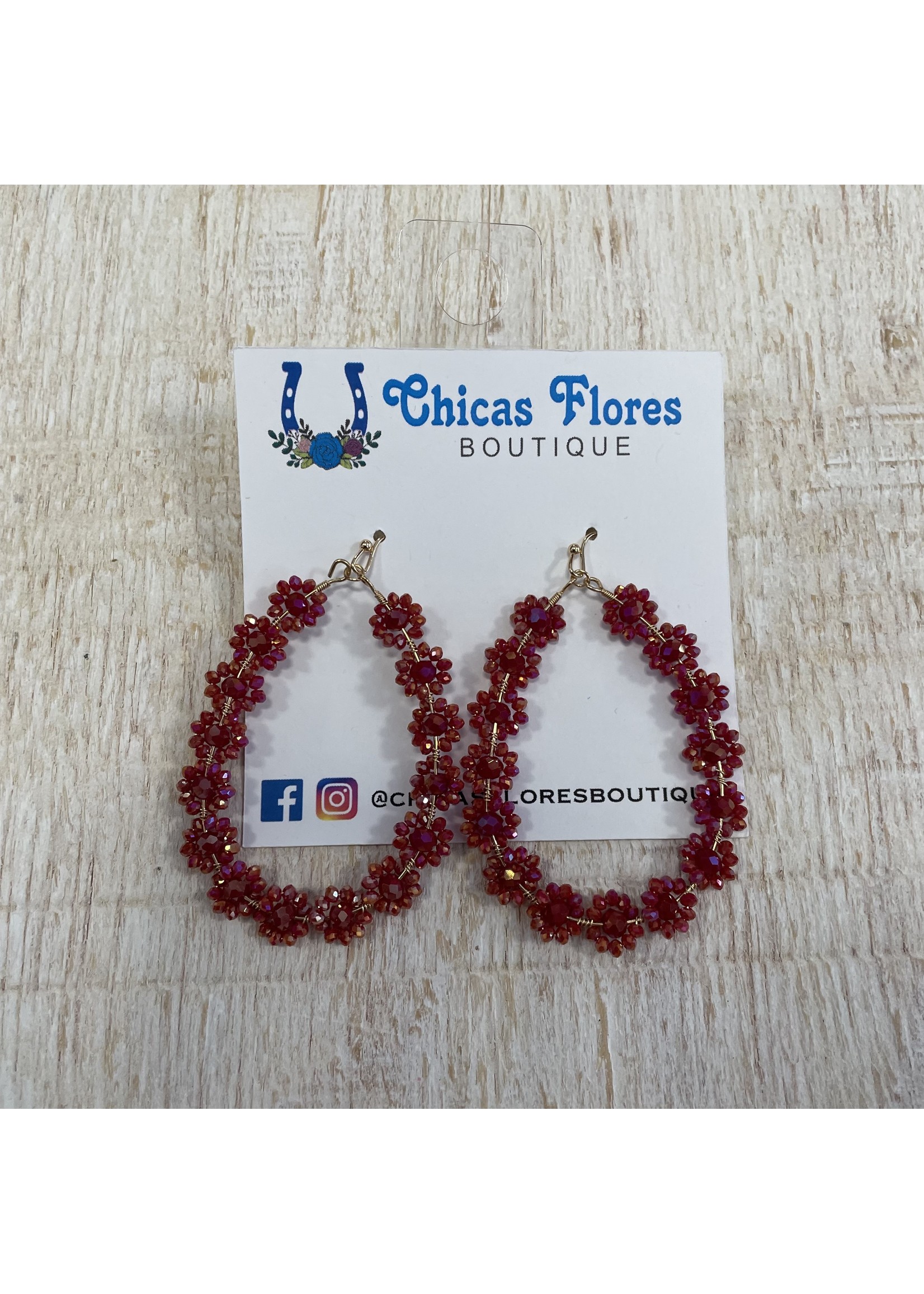 Wine Floral Bead Earrings