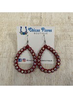 Red Teardrop Rhinestone Earrings