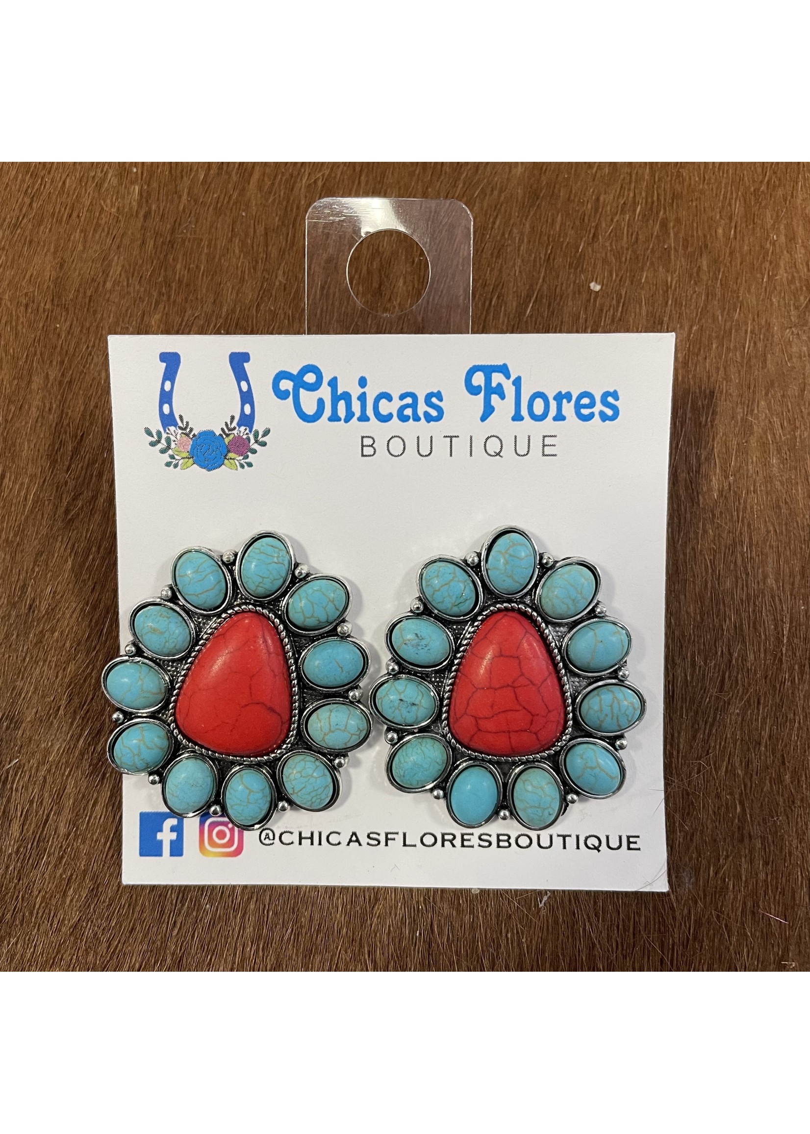 Red/Turquoise Stone Studs