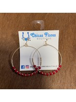 Red Bead Circle Hoops