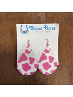 Pink Cow Print Earrings