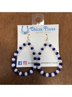 Blue/White Bead Teardrop Earrings