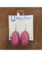 Pink Oval Stone Earrings