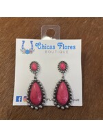 Pink Stone Teardrop Earrings