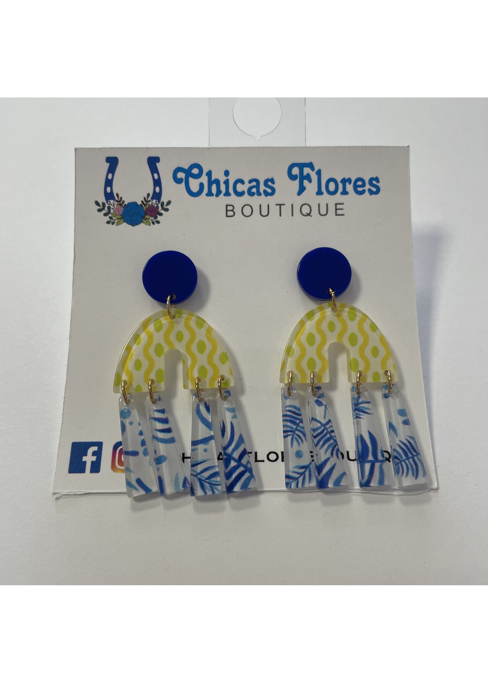 Blue Floral Mix Print Earrings