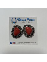 Red Stone Silver Studs
