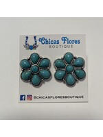 Turquoise Flower Stone Studs