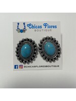Turquoise Oval Stone Studs